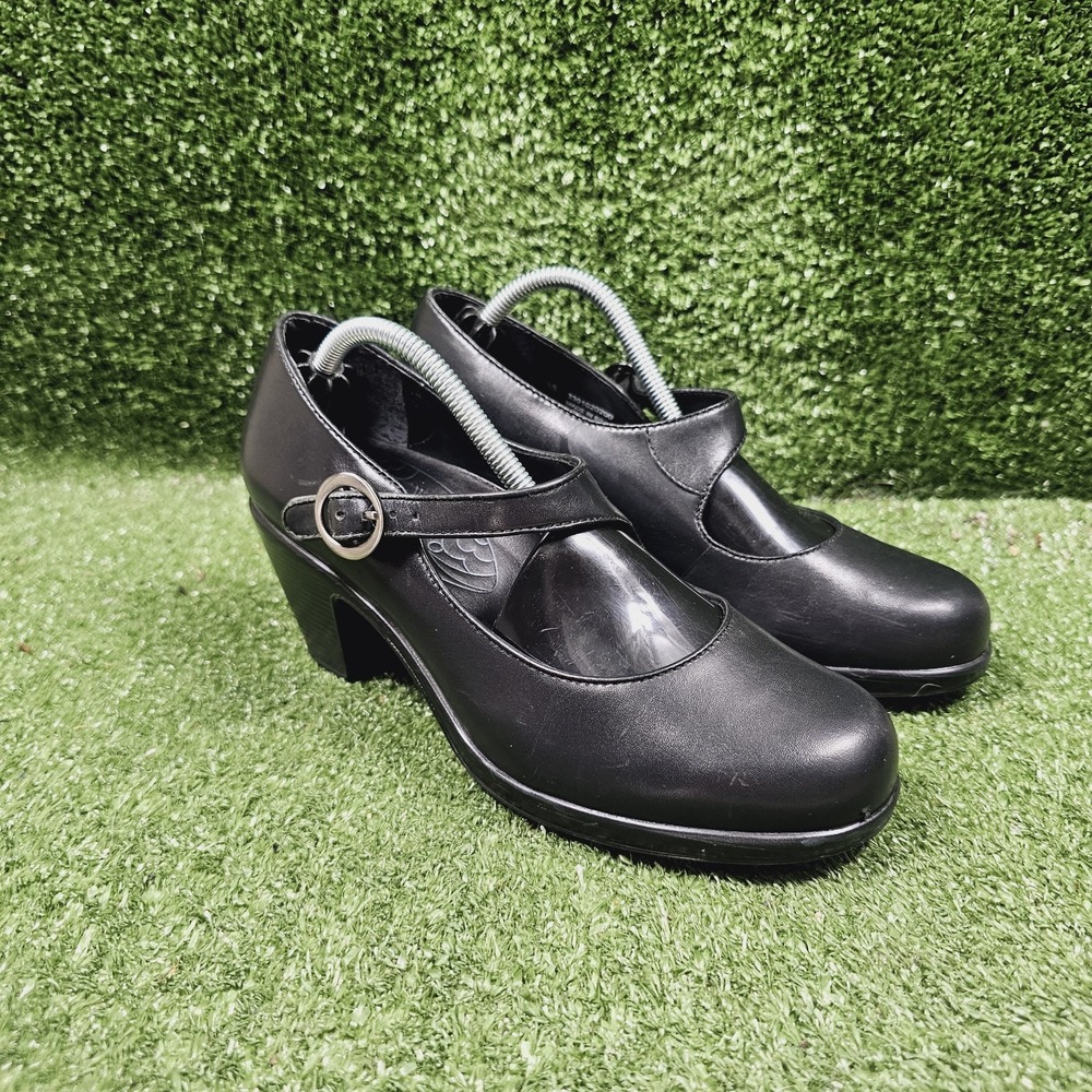 Dansko Becca Mary Jane Black Nappa Leather Heels Womens Size 38 US 8